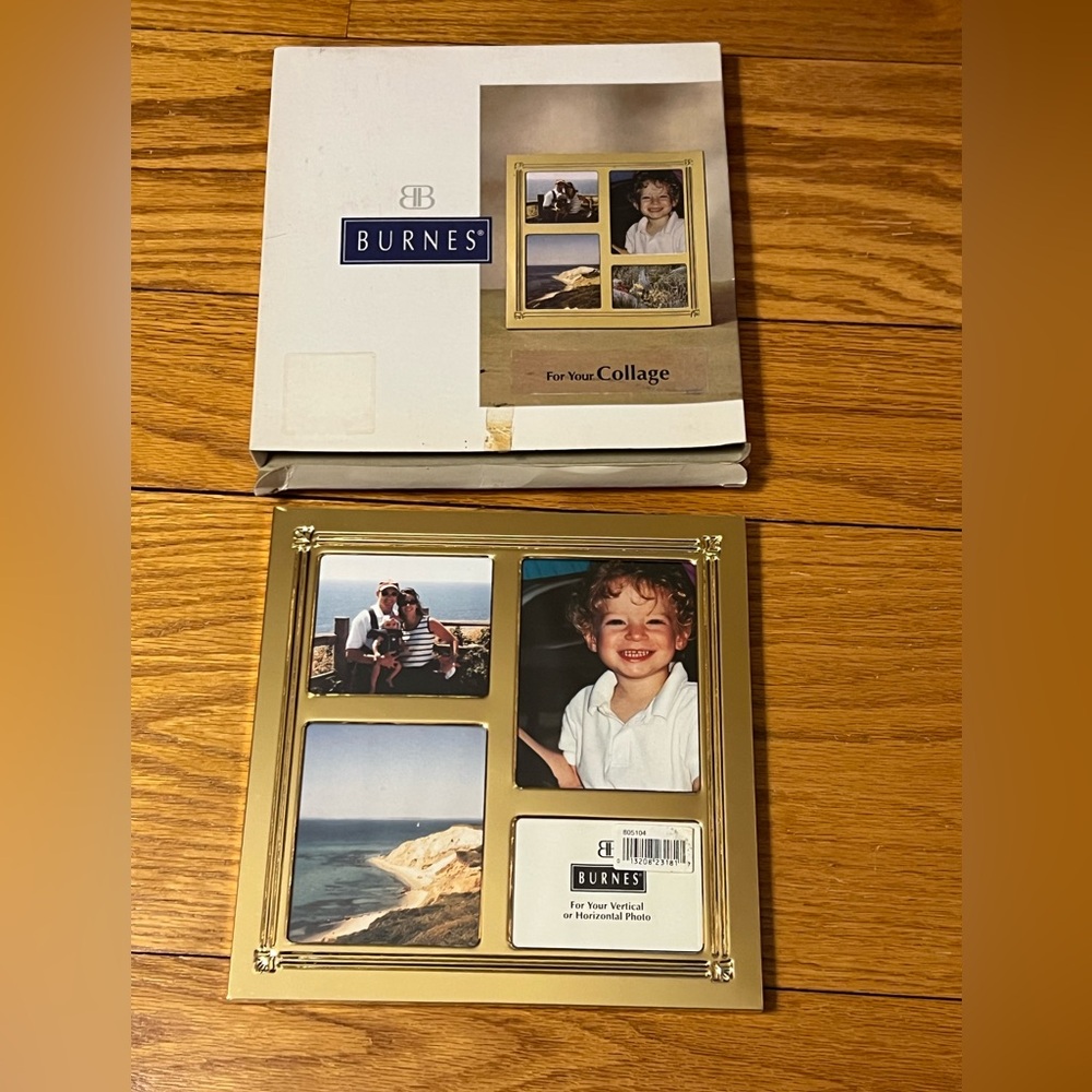New Burnes gold metal collage photo frame